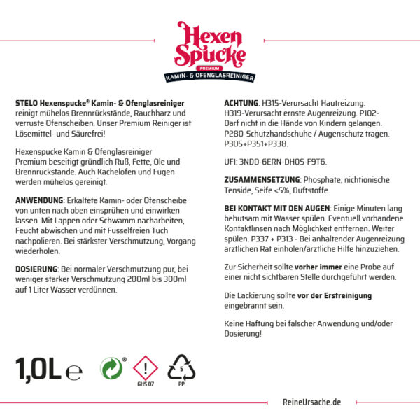 Hexenspucke® Premium Kamin- & Ofenglasreiniger, 1000ml – Bild 6